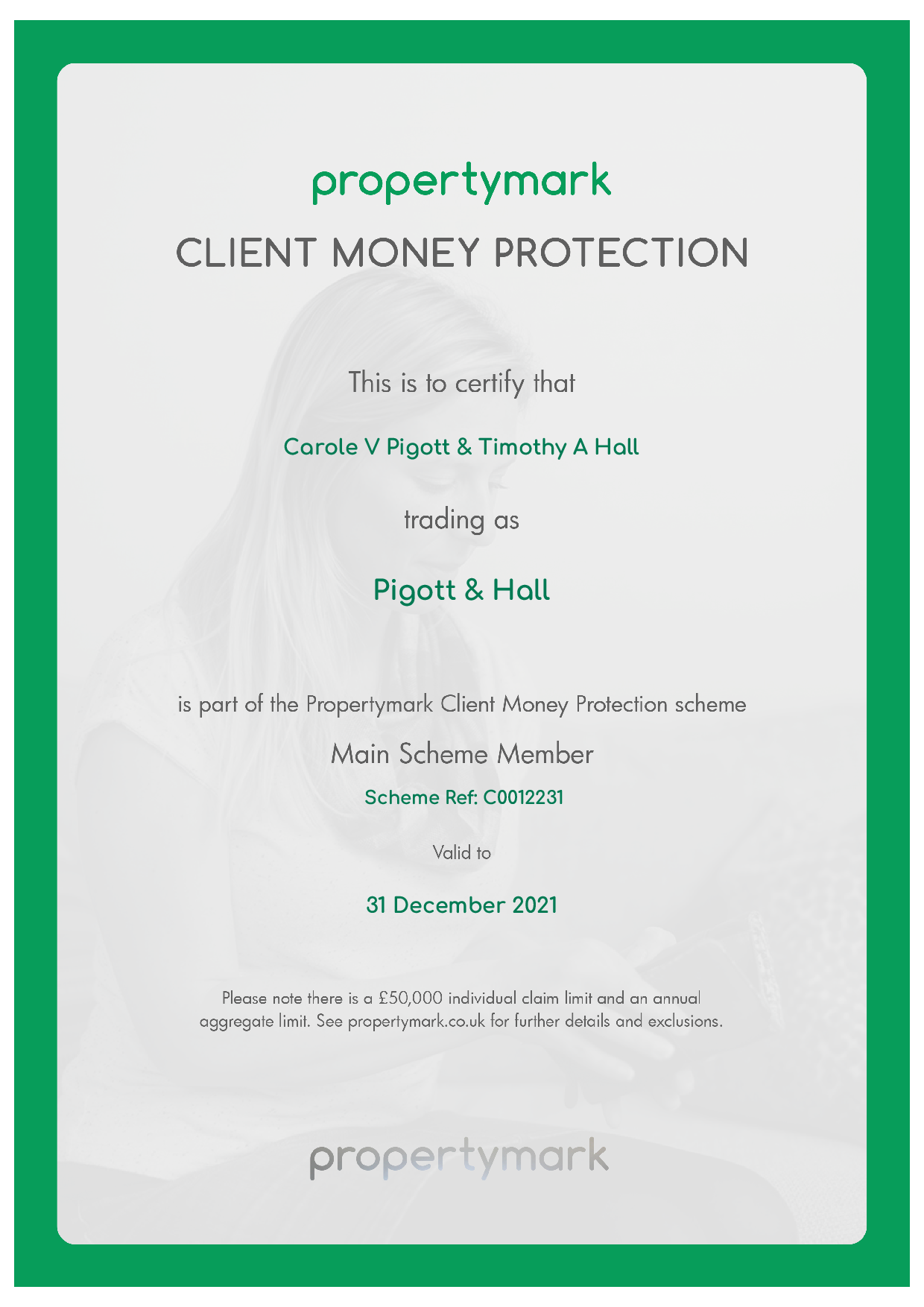 propertymark Client Money Protection Certificate